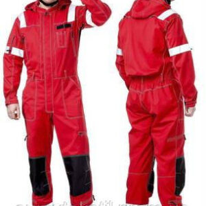 Summer men's coveralls (tracer) made of blended fabric with an elongated central zipper