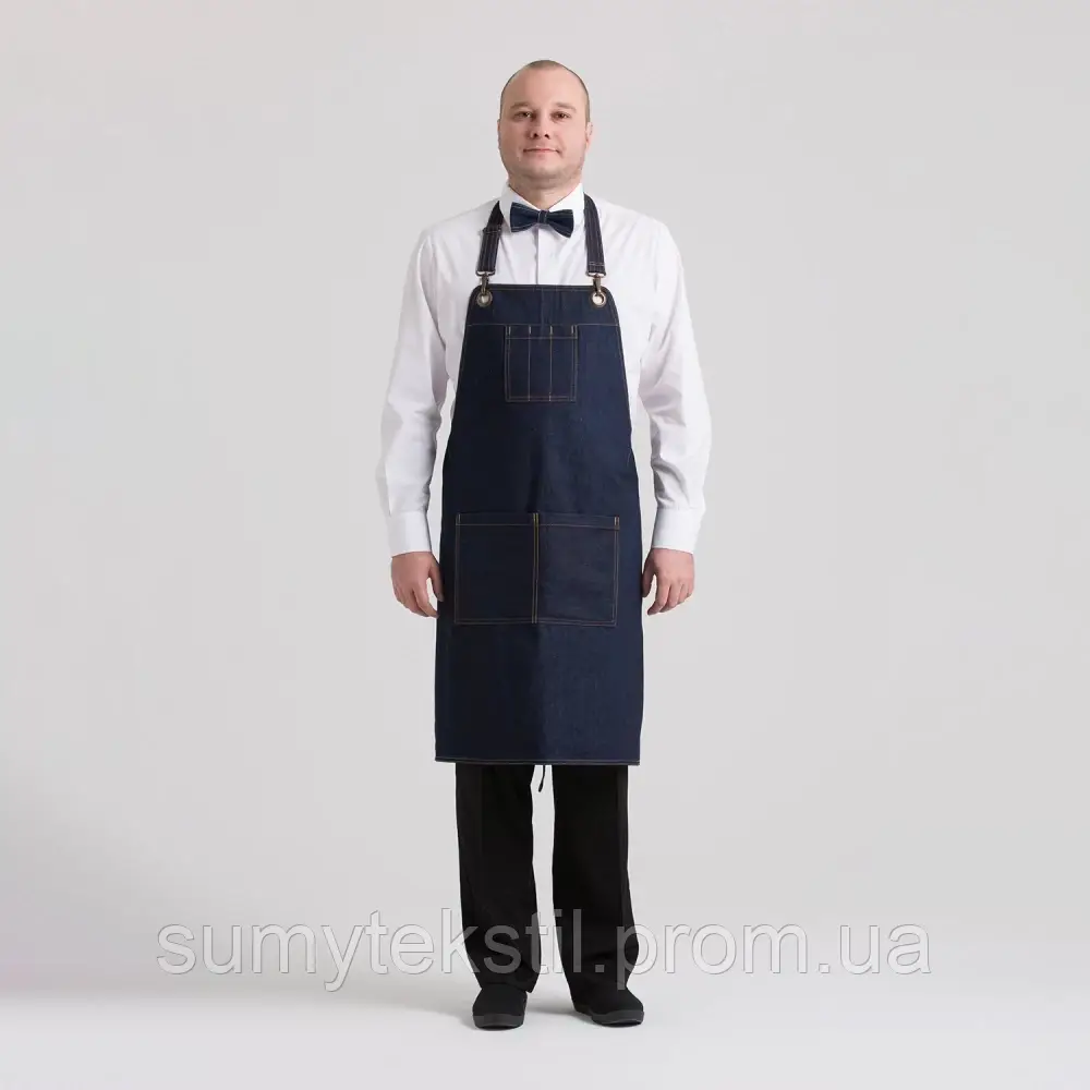 Waiter apron with denim bib