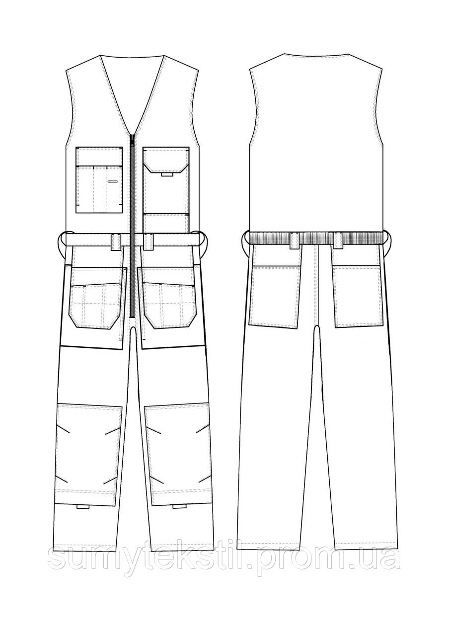 Semi-overalls for men summer with short sleeves and shorts) - Image 2