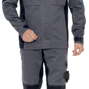 The men's suit is made of a blended fabric (cotton/polyester) with antistatic properties