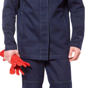 Men's suit made of blended fabric (cotton/polyester) with antistatic properties