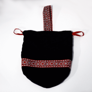 Black Gift Pouch with Embroidery-Inspired Pattern