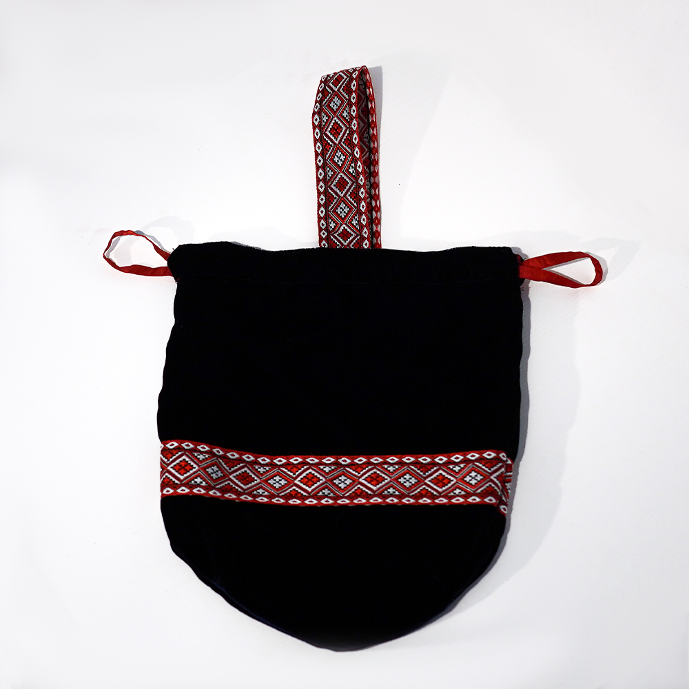 Black Gift Pouch with Embroidery-Inspired Pattern - Image 5