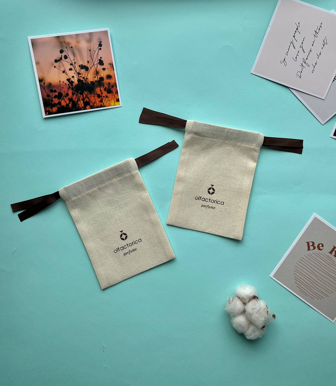 An unbleached cotton bag for a perfume brand (10pcs)