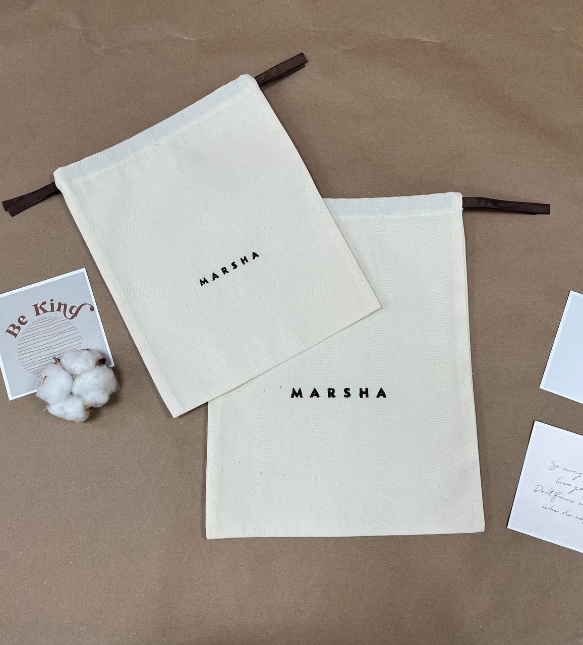 Tight unbleached cotton pouch for the brand. (10pcs)