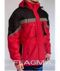 Warmed jacket "Milton" red with hood for men