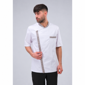 White chef jacket KM-6 with gray trim
