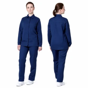 RAPUTA S4 navy women’s work suit, front and back views
