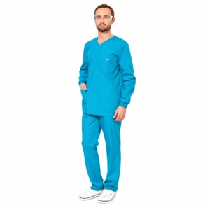 Turquoise men’s medical suit with long sleeves