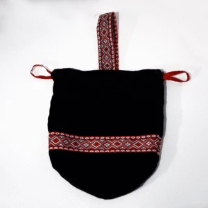 Black Gift Pouch with Embroidery-Inspired Pattern