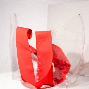 Borsa trasparente con manici in tessuto (10 pz)
