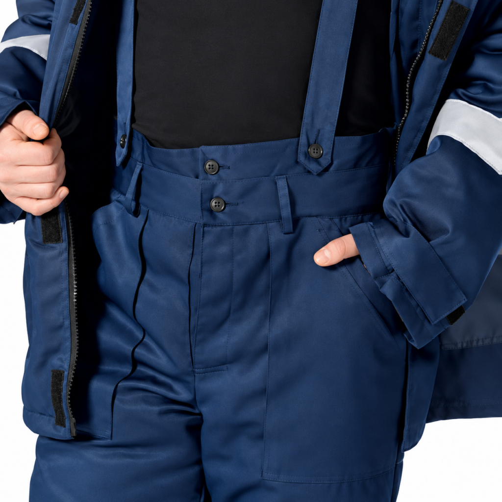 Insulated jacket and pants with artificial insulation to protect against cold and wind. - Image 3