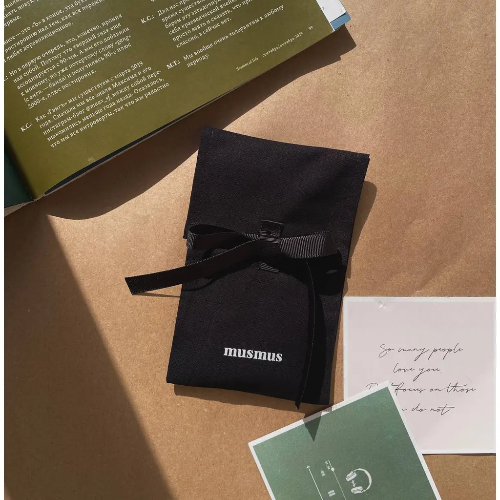 Flap Envelope Made of Basic Black Cotton (10pcs)